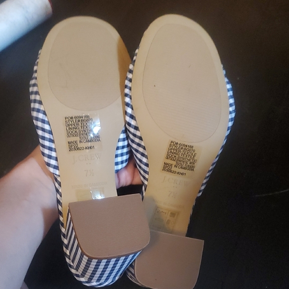 J. Crew Navy Gingham Slide Sandals 7.5 - Picture 3 of 4